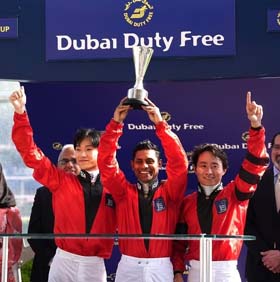 Suraj Narredu holds aloft the Shargor Cup after the Asian Team won the championship by a solitary point at Ascot on Saturday.